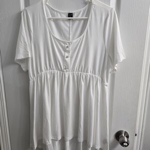 SHEIN Elegant White Gathered Blouse